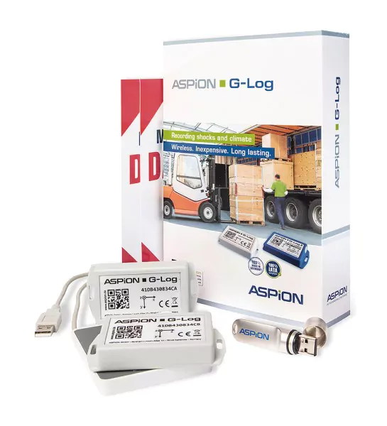 Aspion G-Log Starter Set – Registrador de Transporte para Golpes y Temperatura