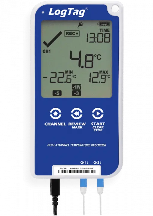 LogTag®UTRED30-16 – Dual-Channel LCD Temperatuurlogger