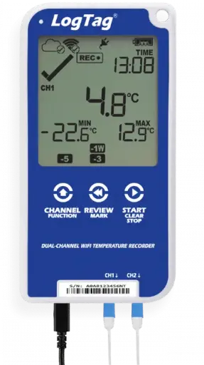 [8136] LogTag® UTRED30-WiFi (DC) | Registrador de Temperatura WiFi de Doble Canal Multiuso con Pantalla LCD