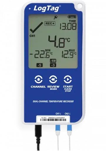 [8140] LogTag® UTRED30-16 – Dual-Channel LCD Temperature Data Logger